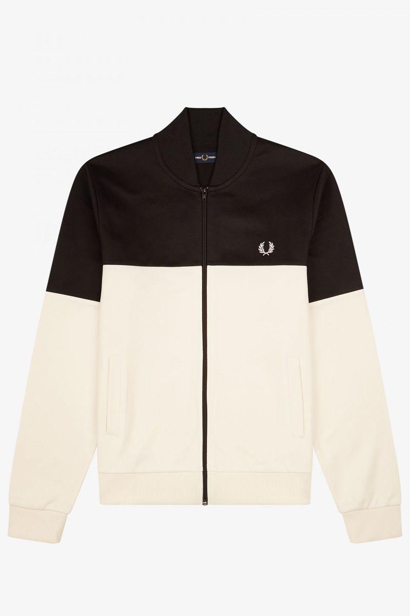 Black Fred Perry Colour Block Track Men's Jackets | PH 1187NWYB